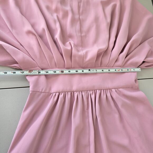 Alexia Admor Midi Party Dress Women's 14 Dusty Pink Deep V-Neck Ruffle - Picture 14 of 16